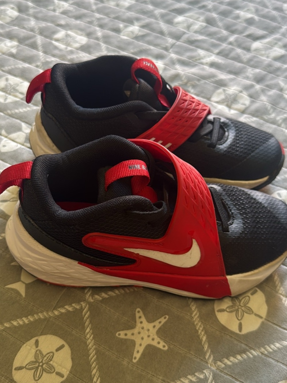 Nike Kids Black and Red Velcro Strap Sneakers